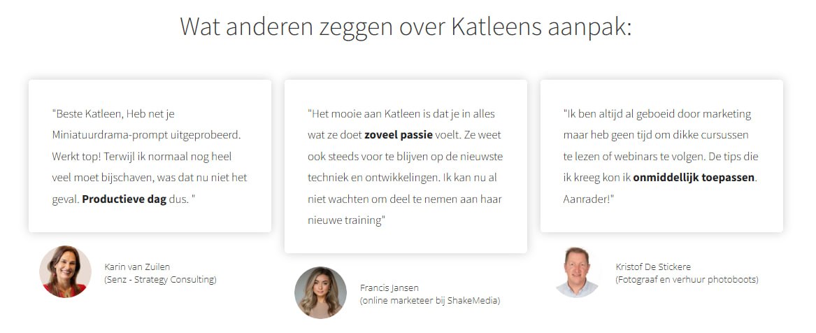 Wat anderen zeggen over Katleens aanpak